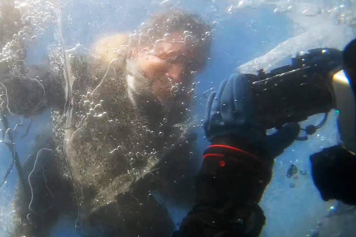 Scuba diving under ice in Slovenia